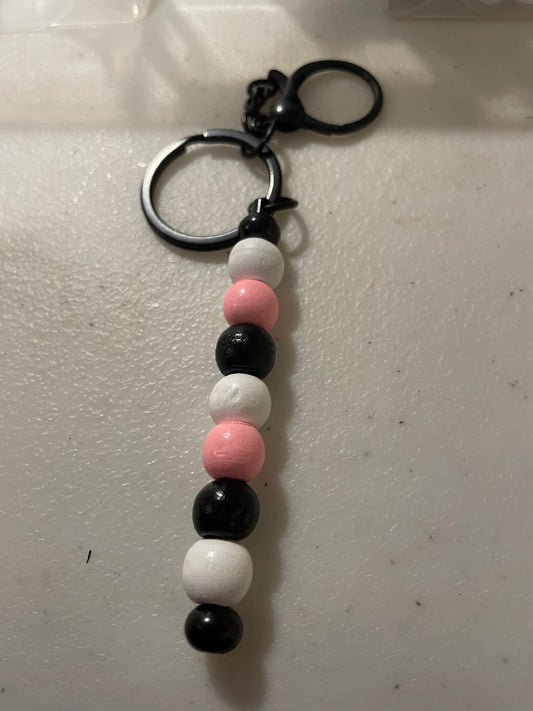 Blush & Noir Beaded Keychain 🖤✨