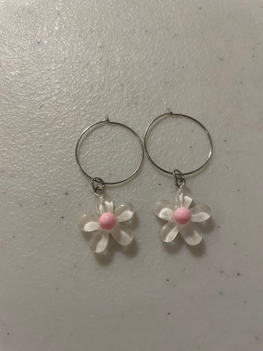 Blush Daisy Hoop Earrings 🌸✨