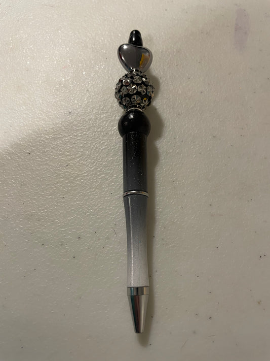 Black & Silver Heart Bling Pen