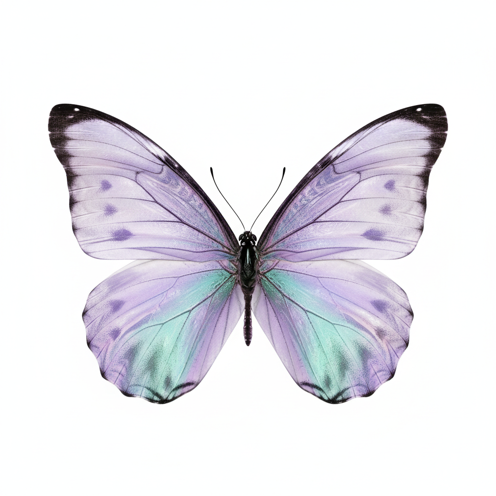 Realistic Lavender & Cyan Butterfly