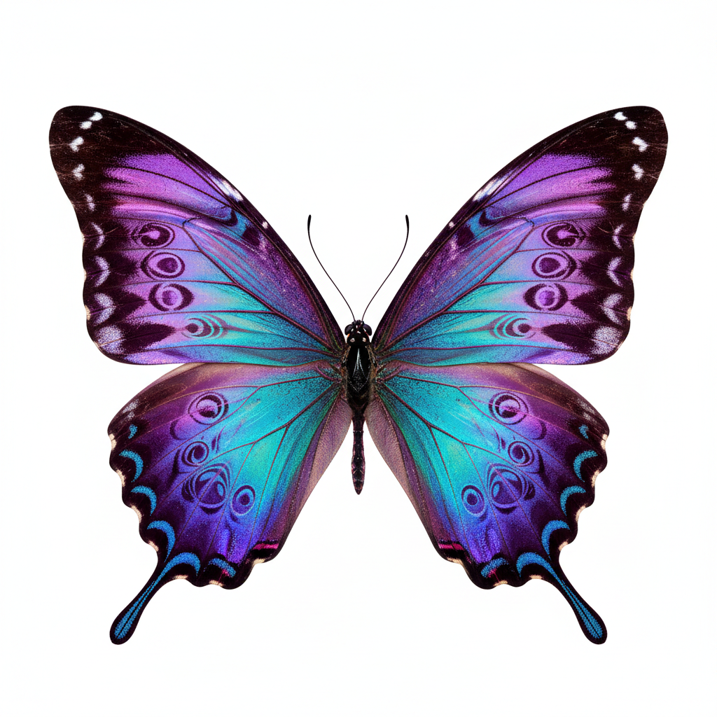 Realistic Purple & Cyan Butterfly